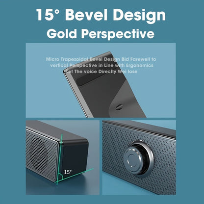 Compact Desktop Speaker with USB Power, Stereo Sound, and Blue LED Lights - Ideal for Computers