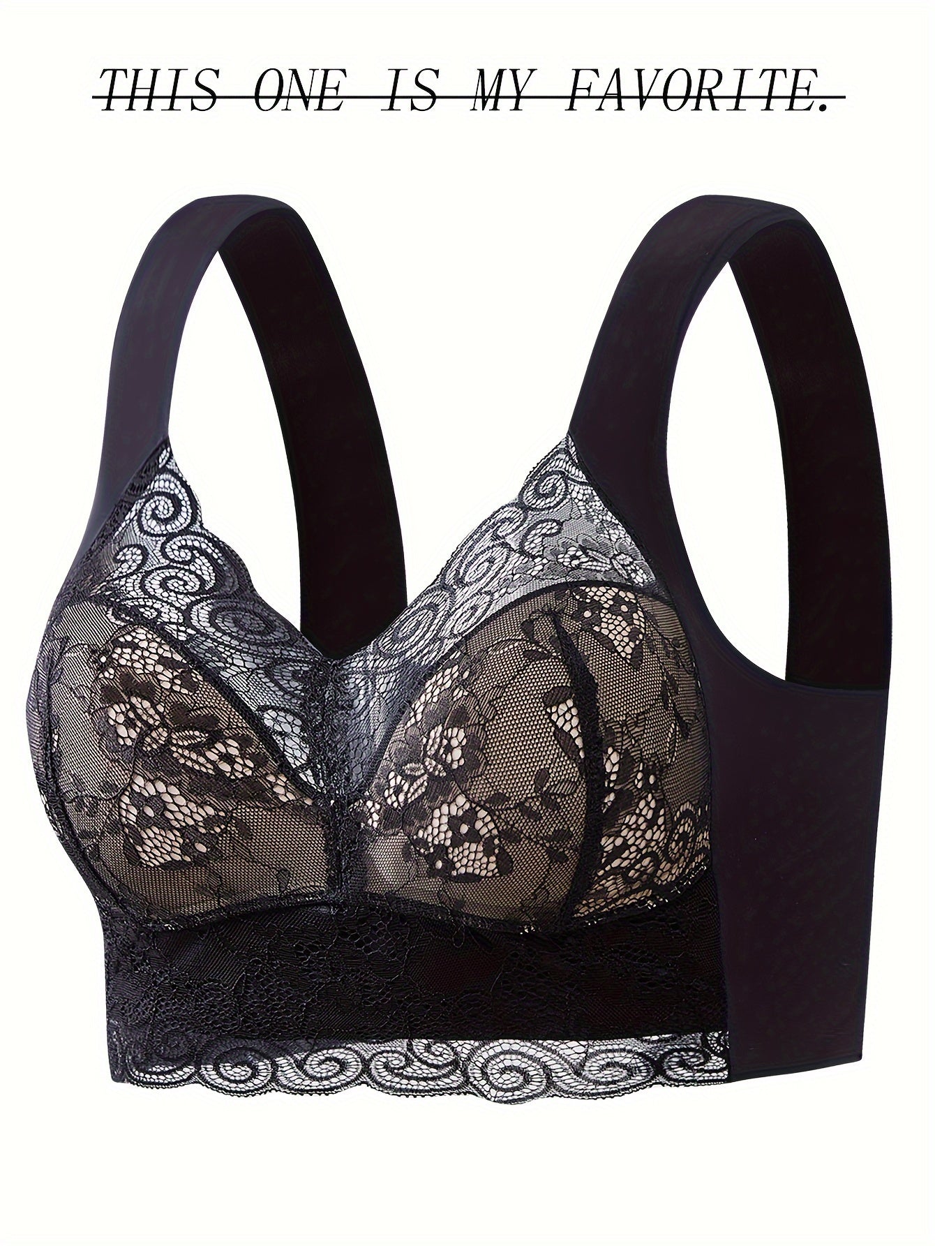 Ultra-Soft Wireless Lace Bra - Seamless Comfort, Feminine Scallop Trim - Perfect Womens Underwear for All-Day Wear
