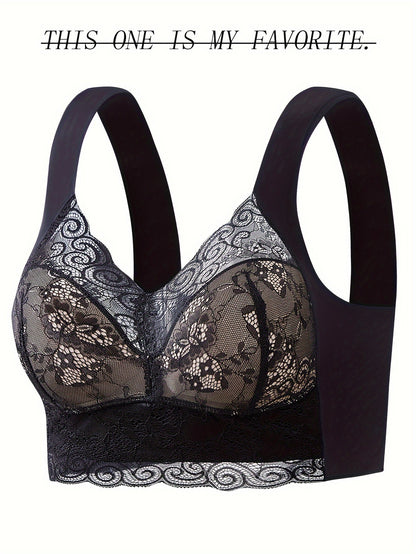 Ultra-Soft Wireless Lace Bra - Seamless Comfort, Feminine Scallop Trim - Perfect Womens Underwear for All-Day Wear