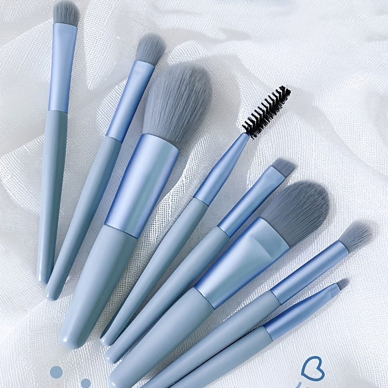 Portable Mini Makeup Brush Set with Storage Bag 8pcs