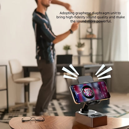New Phone Stand with Speaker, Multifunctional Rotating Folding Desktop Speaker, Induction Speaker HD Surround Sound