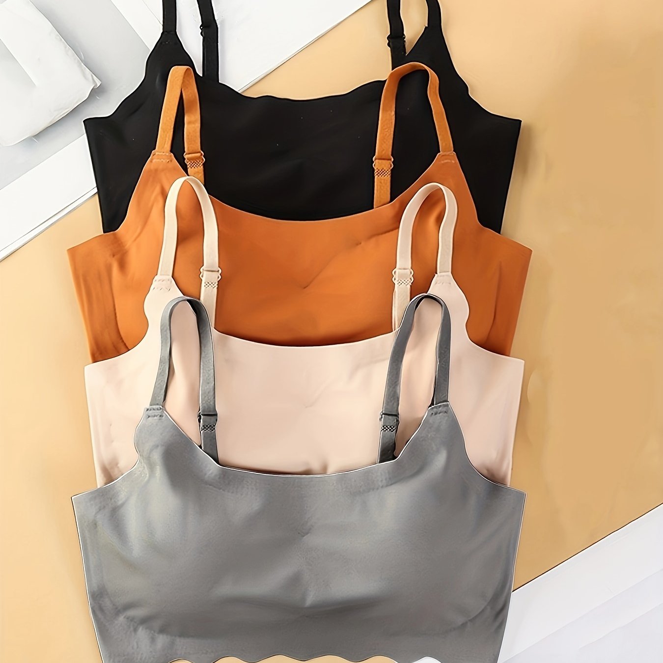 4pcs Seamless Solid Comfortable Bralettes